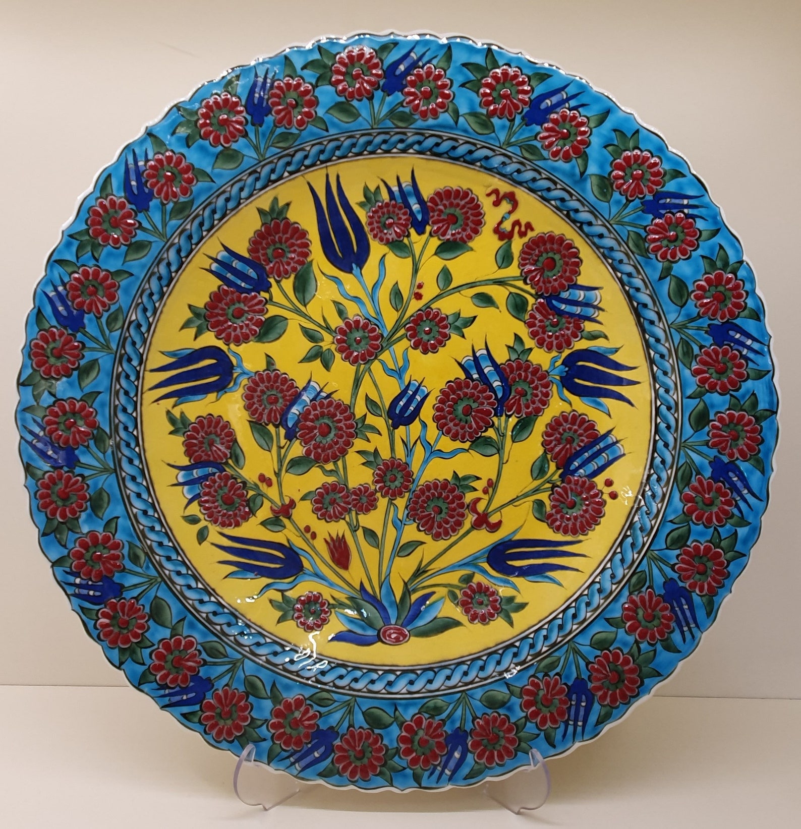 Large Decorative Hanging Plate Colorful Ceramic Wall Plate Etsy