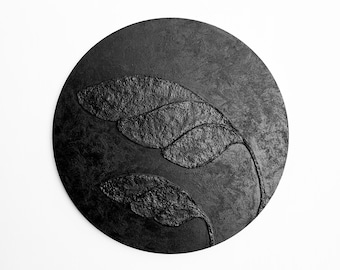 Black Textured Round Wall Art: Modern Minimalist Home Decor
