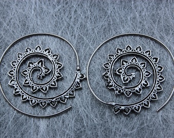 Brass Spiral Vintage Ethnic Earrings  24 - Ethnic Earrings - Gift Earrings - Women Earrings - Beautiful Earrings - Handmade Earrings
