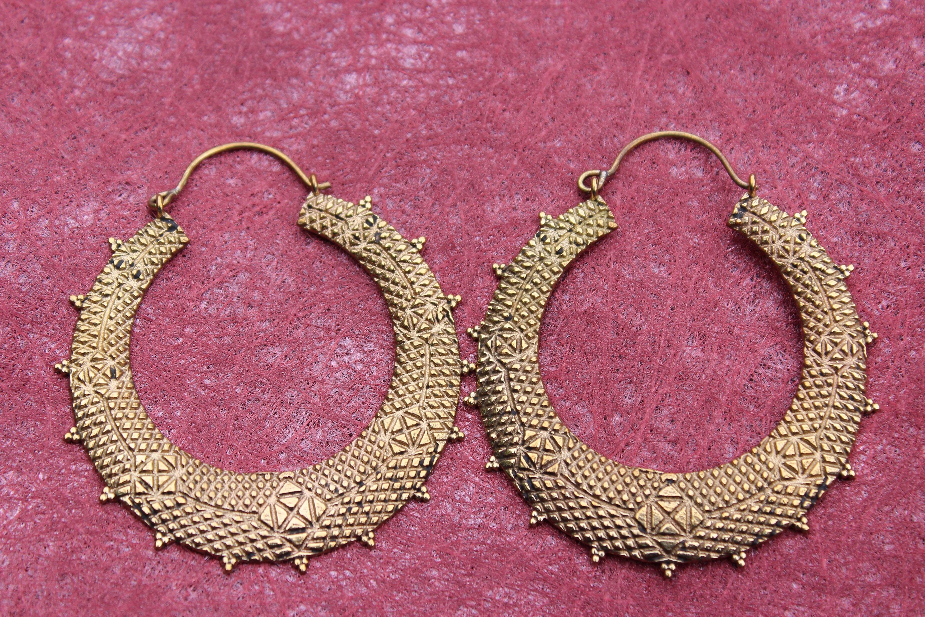 Ethnic Brass Hoop Earrings Boho Earrings 55 Vintage Earrings - Etsy UK