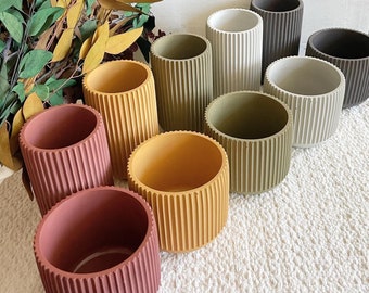 Ridge Concrete Planter: Handmade Indoor Succulent Pot