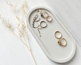 Concrete Oval Tray: Modern Jewelry & Change Catch All