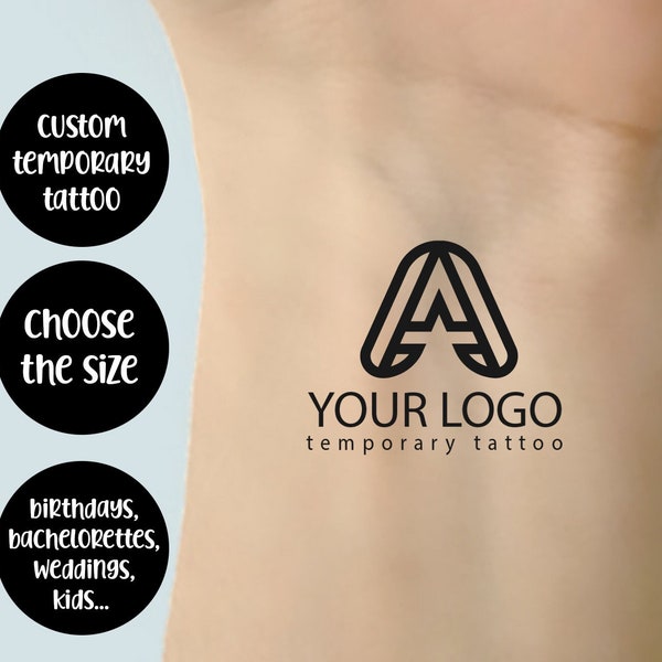 Custom logo temporary tattoos, custom brand temporary tattoo, your logo tattoo sticker, party tattoo, company promotion tattoo favour gift