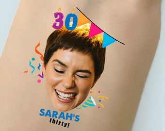 Custom birthday temporary tattoo - Custom face party tattoo - face birthday tattoo - birthday party tattoo - Custom name fake tattoo #024