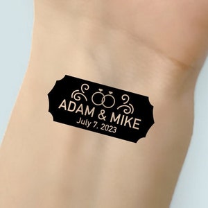Custom wedding temporary tattoo - wedding names and date tattoo sticker - personalized wedding tattoos - wedding favors - wedding gift