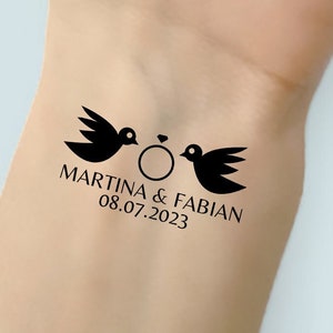 Custom wedding temporary tattoo - wedding names and date tattoo sticker - personalized wedding tattoos - wedding favors - wedding gift