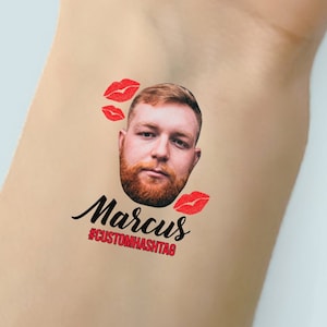 Bachelorette custom face, name and hashtag temporary tattoos, Custom bachelorette tattoo, face tattoo, bachelorette favor tattoo sticker
