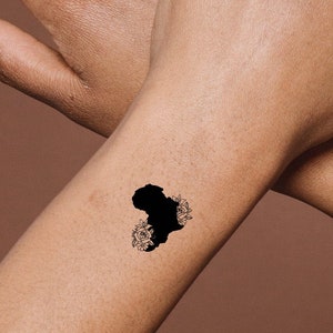 Afrika Landkarte temporäres Tattoo - Afrikanischer Kontinent Tattoo - Kleines feministisches temporäres Tattoo - 3er Set - kleines temporäres Tattoo