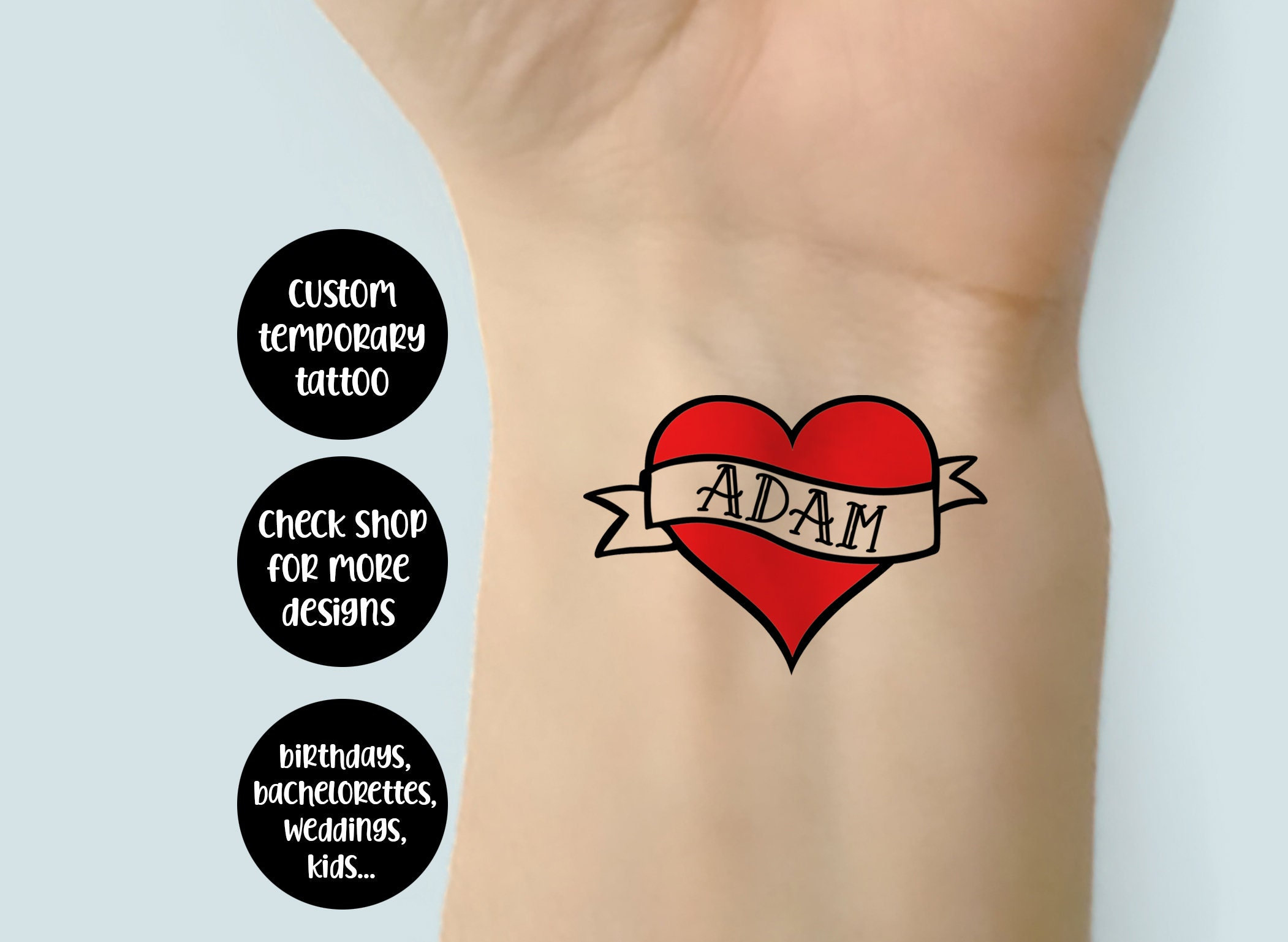 Bachelorette Custom Name Tattoo Groom Name and Heart - Etsy Bachelorette Custom Name Tattoo Groom Name and Heart - Etsy