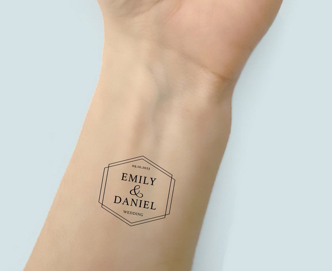 Custom Wedding Temporary Tattoo Wedding Names and Date Etsy