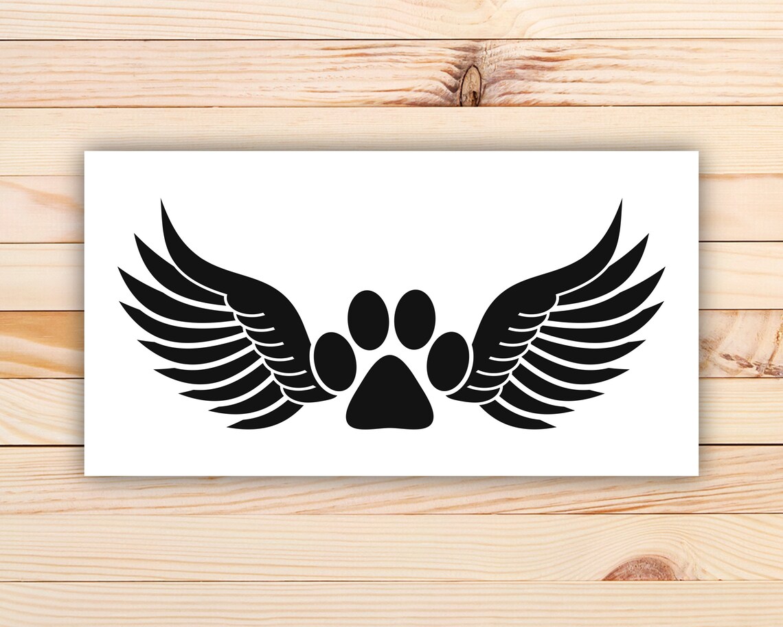 Paw Print Temporary Tattoo Paw With Wings Tattoo Dog Angel | Etsy