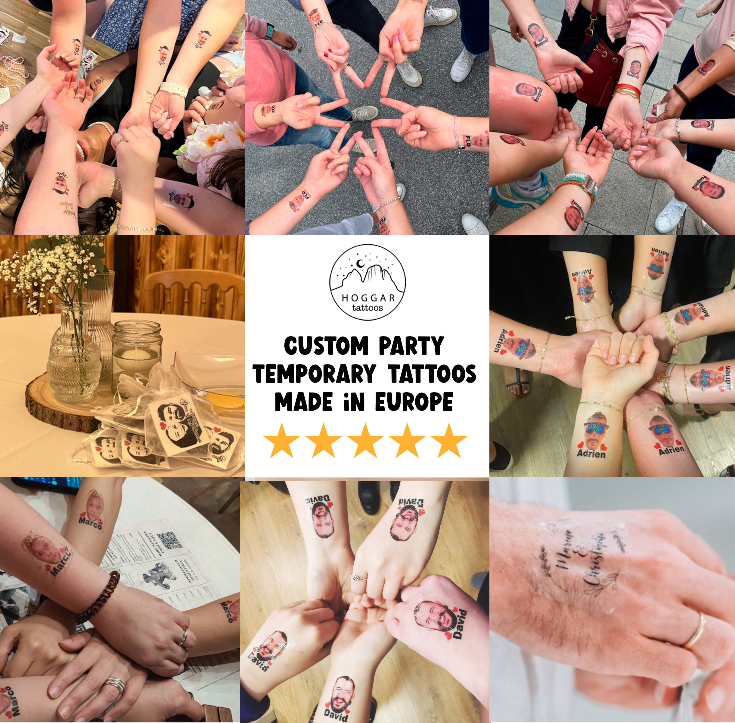 Custom Set of 35 Temporary Tattoos With a Picture, Heart Shape Personalized  Photo Tattoo Stickers, Wedding Tattoo, Bachelorette Favor Tats - Etsy, image size:2442x2400