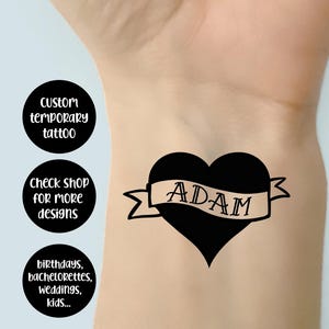 Bachelorette benutzerdefinierte Name Tattoo, Bräutigam Name und Herz temporäre Tattoos, kundenspezifisches Junggesellinnentattoo, personalisiertes Tattoo für Junggesellinnenabschiede