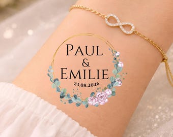 Custom wedding temporary tattoo - wedding couple names and date tattoo sticker - personalized wedding tattoos - wedding favors wedding gift
