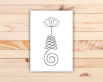 Unalome Lotus Temporary Tattoo- set de 2 - Temporary Unalome Tattoo - Unalome Tattoo Sticker - Lotus Fake Sticker - Little Lotus Tattoo #54