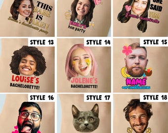 Bachelorette gezicht tatoeages, aangepaste vrijgezellenfeest gunst foto tijdelijke tatoeages, partij tatoeages, bruidegom tattoo, gepersonaliseerde vrijgezellenfeest