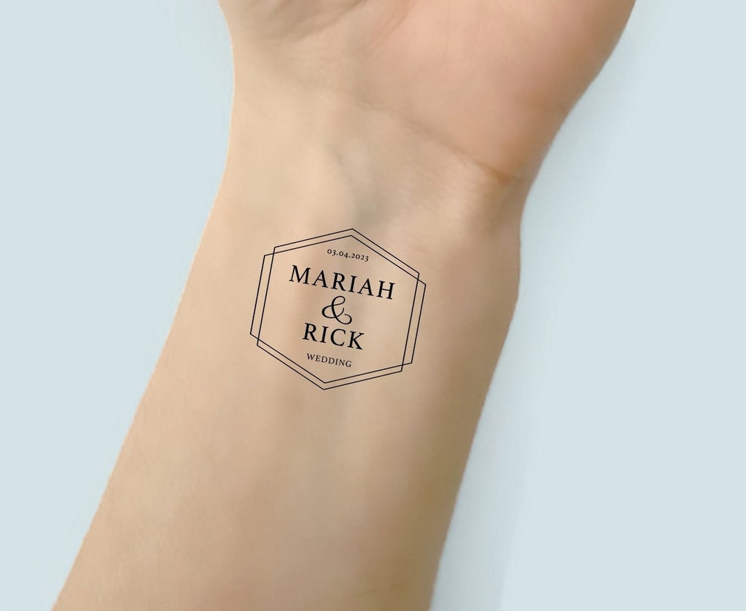 Custom Wedding Temporary Tattoo Wedding Names and Date Tattoo Sticker
