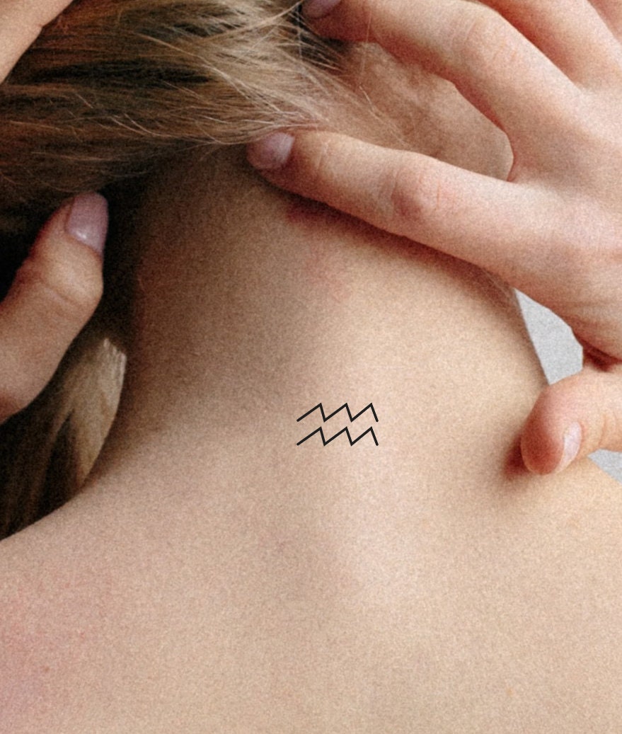 Buy Aquarius Temporary Tattoo Zodiac Symbol Line Art Tattoo Online in India - Etsy