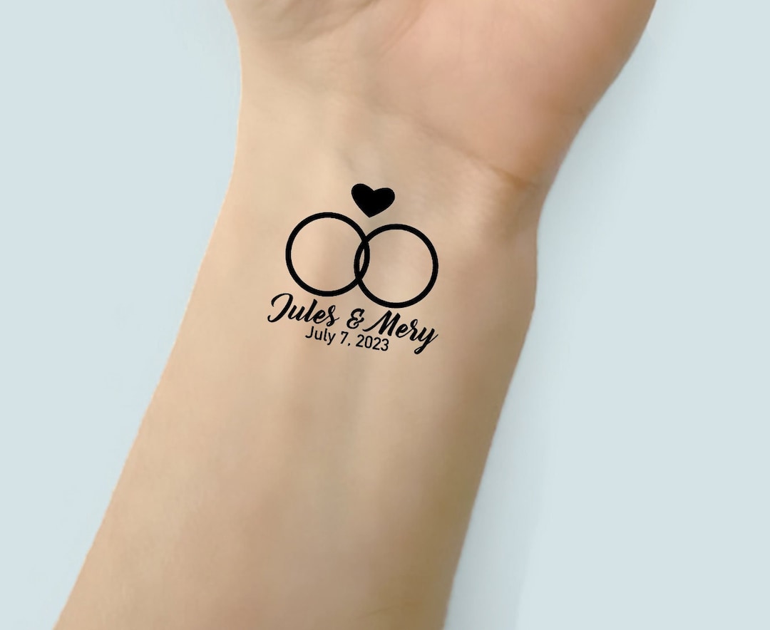 Custom Wedding Temporary Tattoo Wedding Names and Date Tattoo Sticker