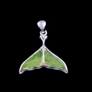 Medium Jade Whale Tail Sterling Silver Pendant, With 18&quot; Chain, Elegant Jade, Alaskan Jade, Sterling Silver