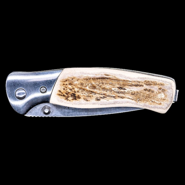 Moose Shed Antler Handle  Buck 835 Folding Selkirk Pocket Knife, Buck, Moose Drop, Antler