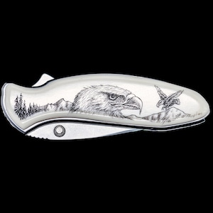 Eco-Ivory Etched Adler Design Kershaw 1600 Schnittlauch Speedsafe Taschenmesser | F & F Inc, Eagle, Kershaw, Taschenmesser