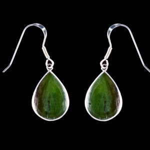 Wide Teardrop Alaskan Jade Sterling Silver French Wire Earring | F&F Inc.  Elegant Jade, Alaskan Jade, Sterling Silver