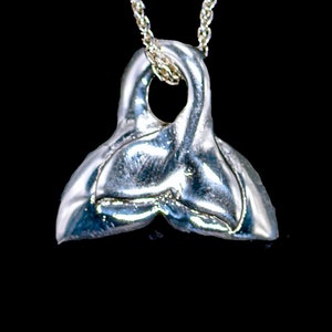 Sterling Silver Double Whale Tail Pendant, With 18&quot; Chain,
