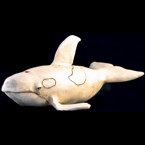 Hand Carved Eco Ivory Large Orca/Killer Whale Statue