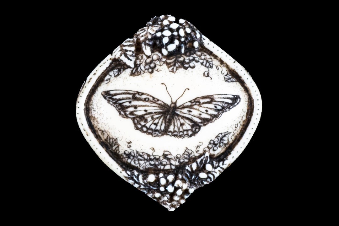 Free Flight Pin/pendant Moosup Valley, Etched, Scrimshaw, Butterfly Etsy