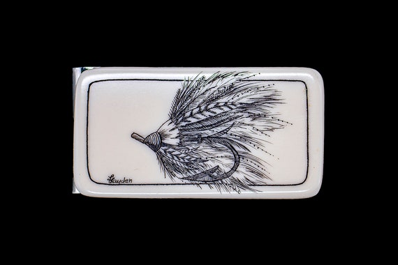 Fly Lure Money Clip Mens Engraved Fishing Birthday Gift 130  Fishing Fly Money Clip main image 1