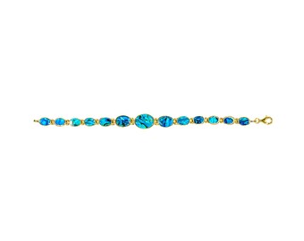 Bracelet aurores boréales ovales graduées en plaqué or 22 carats, coquillage paua, bijoux en coquillage PĀUA