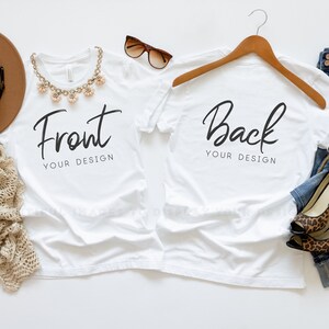 Front and Back Bella Canvas 3001 Mockup White | Bella Canvas White T Shirt Mockup | Fall Tshirt Mockup | SKU T0344