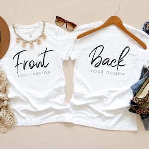 Bella Canvas 3001 Mockup White | Front and Back Bella Canvas White T Shirt Mockup | Fall T shirt Mockup | SKU T0350