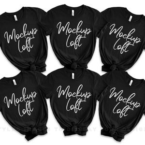 Bella Canvas 3001 Mockup Black | Bella Canvas Black T Shirt Mockup | Multiple T Shirts Mockup | Family T Shirts Mockup | SKU T0562