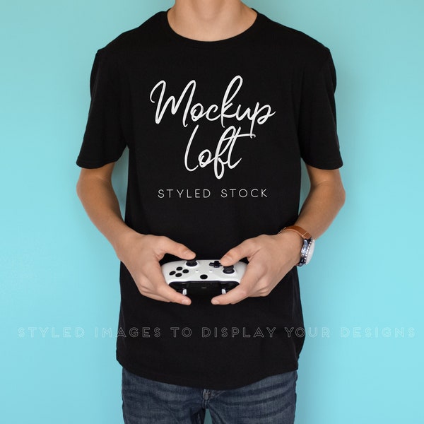 Gamer T Shirt Mockup | Black T Shirt Mockup | Model Mockup | Teenager T Shirt Mockup | SKU T0401
