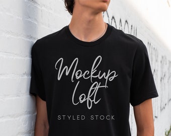 3001 Bella Canvas Men's Black T shirt Model Mockup | SKU T0492