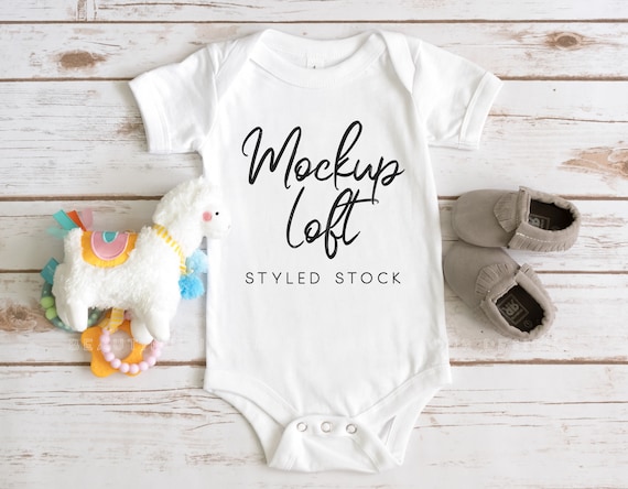 Bella Canvas 100B White Mockup White One Piece Mockup Baby Bodysuit  Mockup SKU T0266