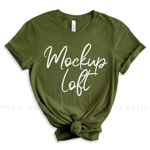 Bella Canvas 3001 Mockup Olive / Bella Canvas Olive T Shirt Mockup / Styled Flat Lay / SKU T0502