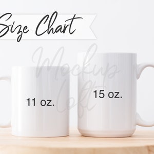 Mug Size Chart | 11 oz. & 15 oz. Mug Size Chart | Mug Measurements | Ceramic Mug Size Chart | Mug Sizes | Digital JPEG IMAGE | SKU M0047