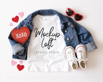 Bella Canvas 3001T Mockup White | White Toddler Tee Mockup | kids T Shirt Mockup | Valentines Day Mockup | SKU T0414