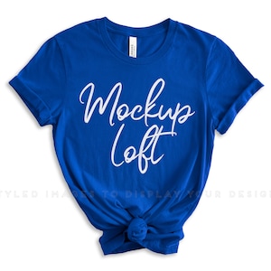 Bella Canvas 3001 Maqueta True Royal / Maqueta de camiseta anudada / Maqueta de camiseta True Royal 3001 / Maqueta de camiseta azul / SKU T0529