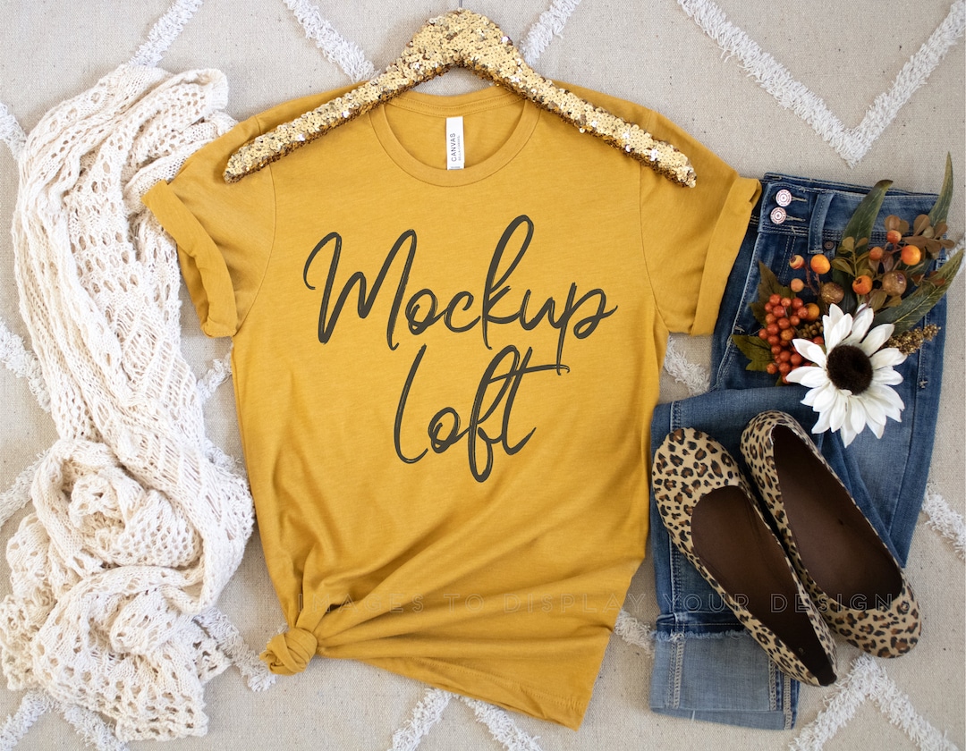 Bella Canvas 3001 Mockup Heather Mustard | Bella Canvas Heather Mustard ...