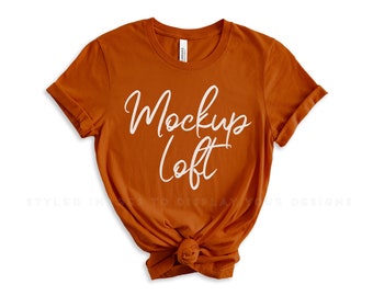 Bella Canvas 3001 Mockup Autumn | Bella Canvas Autumn T Shirt Mockup | Fall T shirt Mockup | Thanksgiving Mockup | SKU T0499
