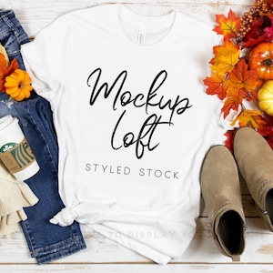 Bella Canvas 3001 Mockup White | Bella Canvas White T Shirt Mockup | Fall Tshirt Mockup | SKU T0017