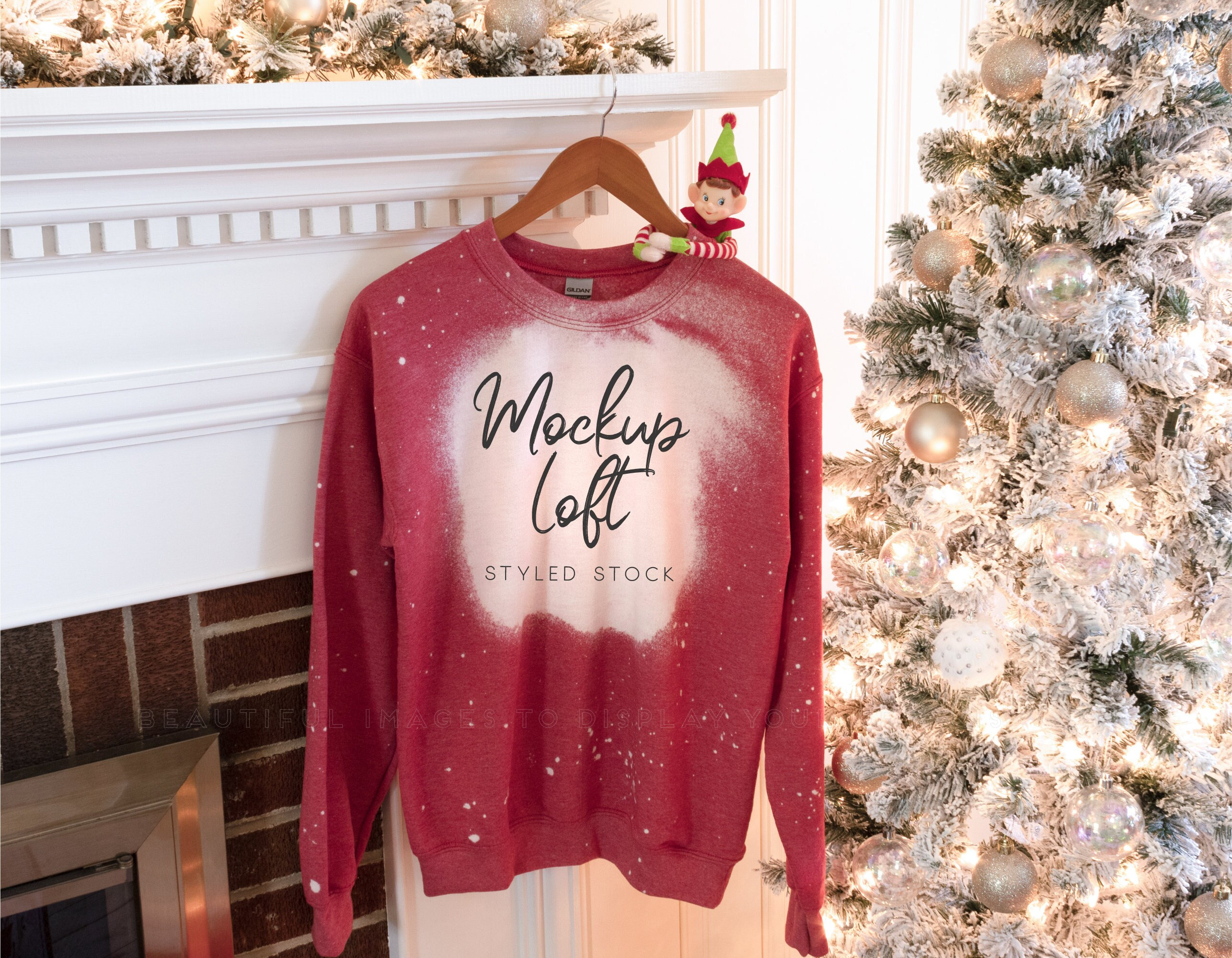 Bleached Sweatshirt Mockup Red Bleached 