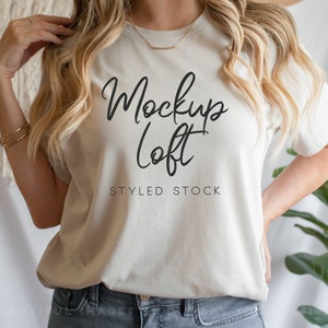 Bella Canvas 3001 Mockup Heather Dust T shirt | Model Mockup Heather Dust T Shirt Mockup | SKU T0459