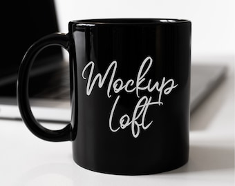 Black Mug Mockup | 11 oz. Ceramic Mug Mockup | Office Mug Mockup | Black Coffee Mug Styled Stock Photo | Digital JPEG IMAGE | SKU M0079