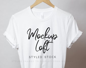 White Bella Canvas 3001 Mockup | Bella Canvas 3001 Mockup White | Bella Canvas White T Shirt Mockup | Hanger Mockup | SKU T0076