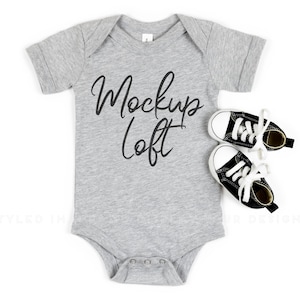 Bella Canvas 100B Mockup Heather Athletic Gray Short Sleeve One-Piece | Gray Baby Bodysuit Mockup | SKU T0233